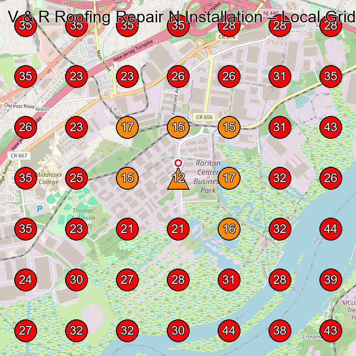 V & R Roofing Repair N Installation GeoGrid visibility map for Roofing Contractor in Edison